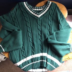 {GAP} Varsity V-Neck Emerald Sweater